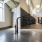 large room with hanging bikes 