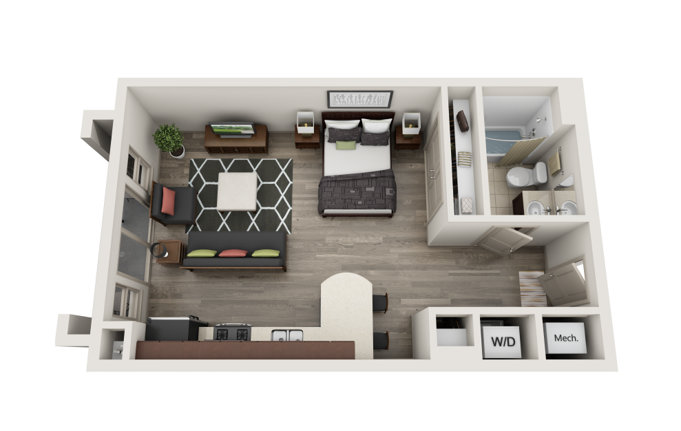 Chelsea - Studio floorplan layout with 1 bath and 540 square feet.