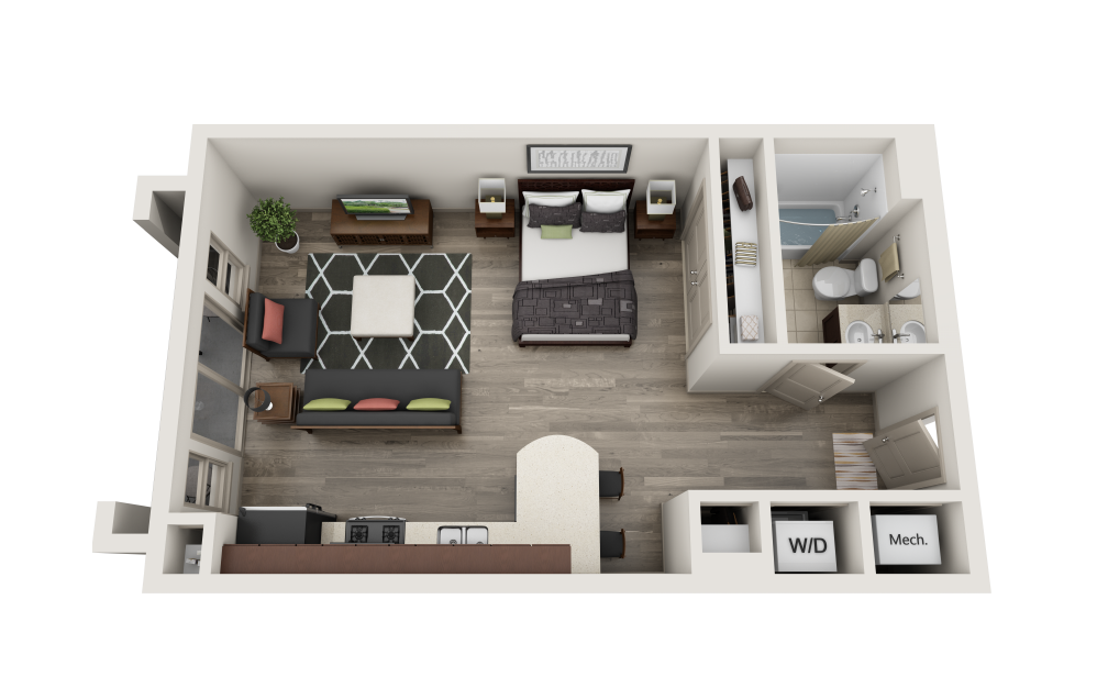 Chelsea - Studio floorplan layout with 1 bathroom and 540 square feet