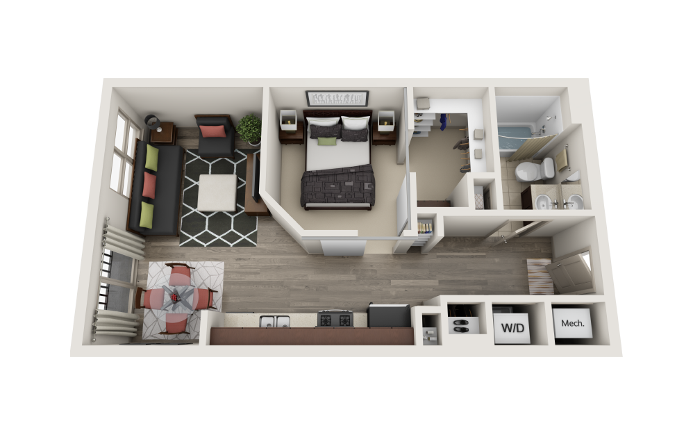 Upper Westside - Studio floorplan layout with 1 bathroom and 590 square feet